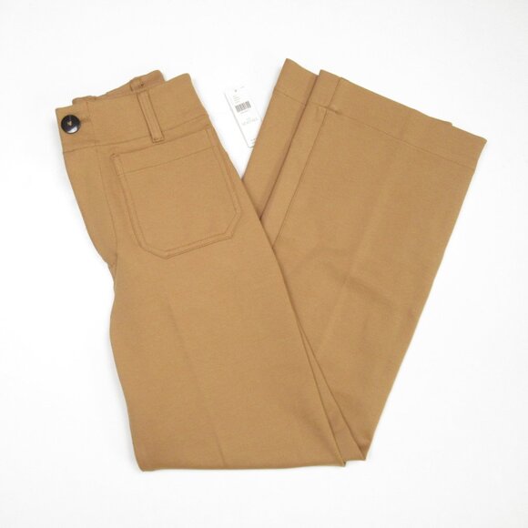 23 TALL Anthropologie Maeve Colette Cropped Wide-Leg Pants Ponte Edition Khaki - Picture 4 of 11